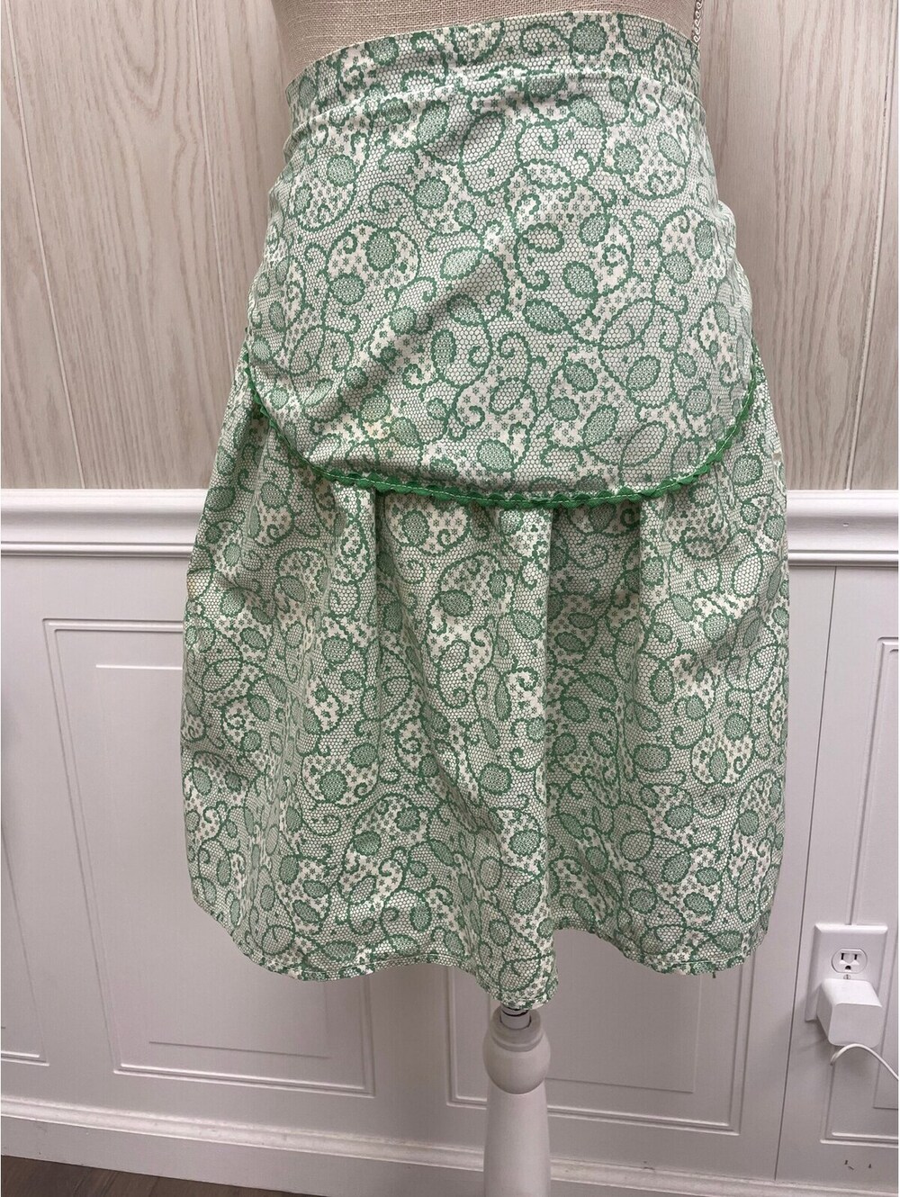 Vintage light green handmade half apron